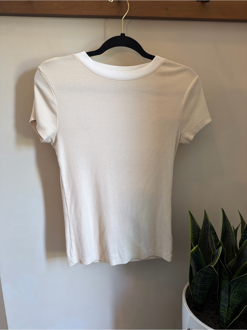 a new day Cream and White Short Sleeve Crewneck Tee